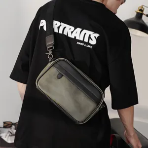 Borsa a Tracolla da Uomo in Pelle PU Vintage Impermeabile Casual Borsa a Messaggero Viaggio d'Affari Borsa per Fotocamera
