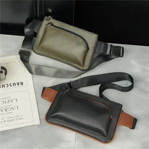 Trendy men chest bag casual streetwear crossbody waist bag with multi pockets and adjustable strap.