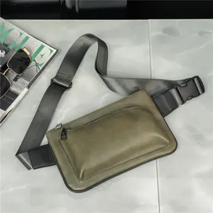 Stylish mens olive green crossbody chest bag casual outdoor tactical waist bag for daily use