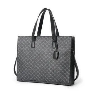 Detailed view of the stylish PU leather tote bag with zipper and crossbody strap for everyday use.