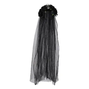 Gothique Lolita Halloween Noir Rose Squelette Voile Bandeau Costume Accessoire Chic