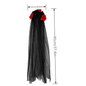 Lolita voile noir serre-tête rose rouge accessoire cheveux fête gothique Halloween