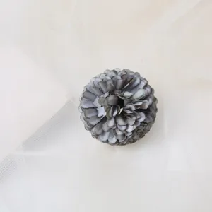 Grey artificial flower hair clip detail, 4cm fabric floral headpiece for women and brides.