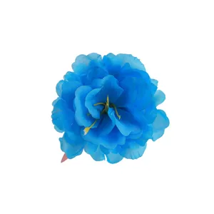 Blue artificial peony flower hair clip polyester floral hair accessory for women vacation beach boho