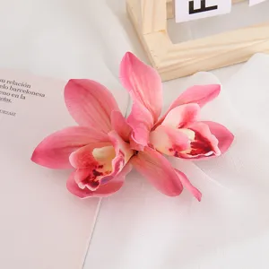 Pinza de pelo de flor de orquídea artificial doble, tocado bohemio de vacaciones.