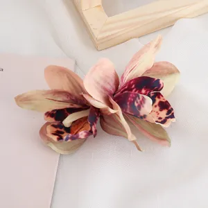 Pinza de pelo doble orquídea flor artificial estilo boho accesorio mujer vacaciones playa.