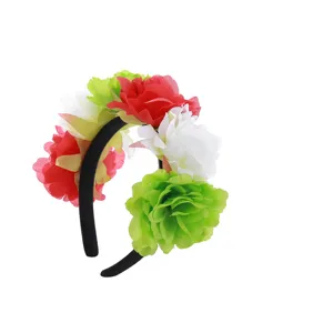 Diadema de flores artificiales colorida para mujeres niñas fiesta festival cosplay cabello.