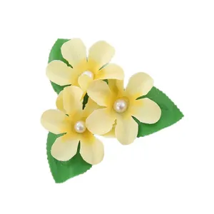 Kinder Hanfu Haarspange mit 3 gelben künstlichen Blumen und Perlen für Fotoshootings.