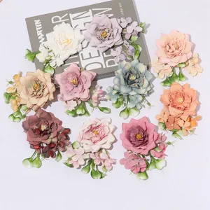 Pince à Cheveux Fleur de Pivoine Bohémienne Tissu Floral Accessoires de Cheveux de Vacances Coiffure pour Femmes Cadeau de Fête de Plage