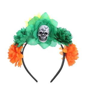 Halloween skull flower headband spooky party hair hoop festival costume hair accessories.