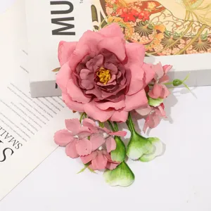 Accessoire cheveux fleur pivoine artificielle épingle à cheveux florale bohème pour femmes