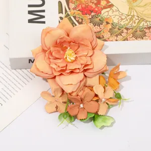 Pivoine bohème fleur artificielle pince à cheveux, parfaite pour chapeau de paille DIY vacances.