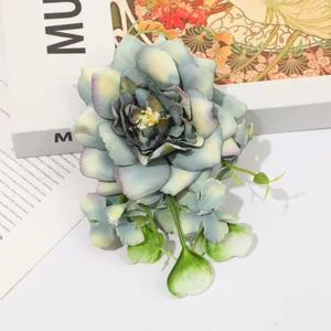 Tête de fleur en tissu pivoine artificielle pour accessoire de cheveux de vacances.