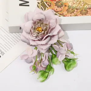 Pivoine artificielle rose bohème pince à cheveux DIY accessoire chapeau tissu floral
