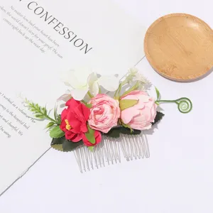 Mooie kunstbloem haar kam bruid haaraccessoire zilveren kam voor bruiloft feest