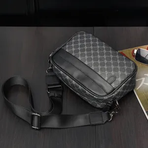 Men casual messenger bag stylish crossbody shoulder bag with durable fabric and leather patch