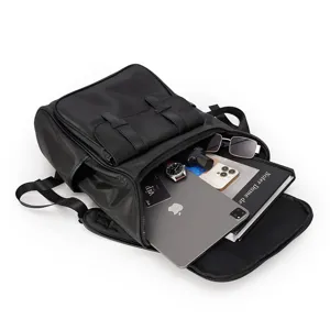 Black large capacity casual backpack, stylish school bag for men and women, travel rucksack.