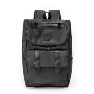 Stylish black backpack for men and women, large capacity casual school and travel bag.