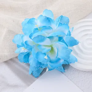 Blue artificial flower hair clip, stunning Hawaiian beach vacation floral hair accessory for women.