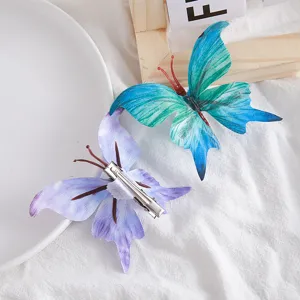 Set di mollette per capelli a farfalla in tessuto simulazione, accessori colorati donna.