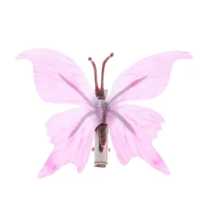 Fermaglio per capelli a farfalla rosa, forcina in tessuto 3D, dolce accessorio fatato per ragazze.