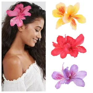 Vintage Chinese Style Simulated Azalea Flower Hair Clip Retro New Chinese Hanfu Hair Accessories For Women Girls Hair Styling Jewelry
