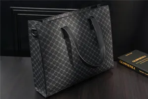Korean style fashion PU leather tote bag with handles, chic geometric pattern casual shoulder bag.
