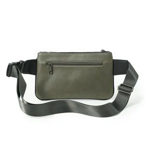 Detailed view of the stylish men's chest waist bag featuring adjustable strap and front pocket.