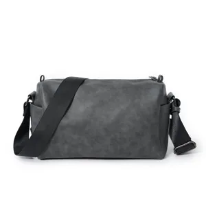 Grey casual men single shoulder crossbody bag stylish fashion urban daily messenger bag