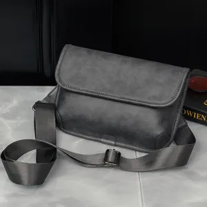 Men's PU Leather Chest Bag Vintage Casual Crossbody Bag Waterproof Solid Color Minimalist Fashion Sling Bag For Travel Commute