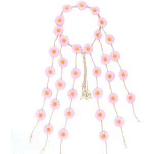Cerchietto nappine margherita feltro rosa corona fiori boho accessorio capelli vacanza donna
