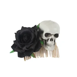 Halloween black rose skull hair comb costume party hair accessories gothic style headdress