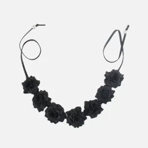 Black fabric rose flower choker necklace bohemian floral hairband vacation accessory