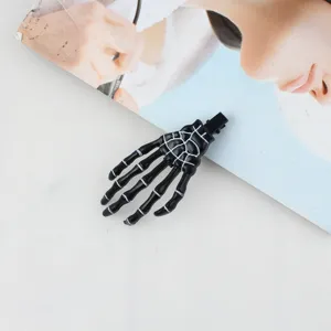 Molla per capelli a forma di mano di scheletro gotica Harajuku, accessorio Halloween nero.
