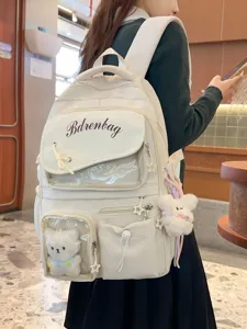 Zaino per studenti di grande capacità in stile giapponese borsa da scuola con tasca trasparente.