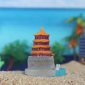Modèle miniature en résine d'architecture de pavillon de pagode ancienne chinoise pour bureau