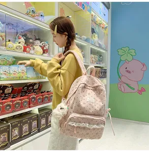 Corduroy Cute Girls Backpack Korean Ins Fresh Middle High School Student School Bag