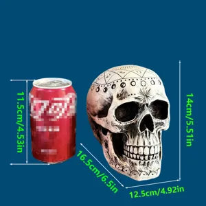Resin astrology skull ornament, Halloween spooky decor, detailed carving, size 14cm item.
