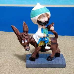 Nasreddin Hodja riding donkey figurine psychological sand tray game toy detail view miniature model