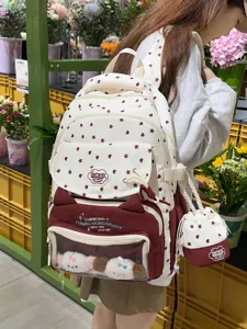 Ιπωνικό Ins Στυλ Γλυκό Αστέρι Καρδιά Εκτύπωση Νάιλον Σακίδιο Πλάτης Διαφανής Τσάντα Ita Με Χαριτωμένο Μενταγιόν Μεγάλη Χωρητικότητα