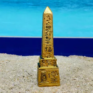 Ancient Egyptian Obelisk Miniature Golden Hieroglyph Sand Table Toy Desk Figurine Decor