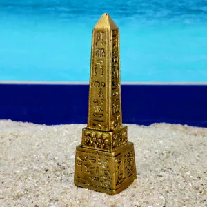 Egyptian Obelisk Sandplay Toy Miniature Golden Figurine Sand Tray Prop Desktop Decor