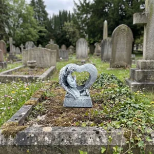 Resin angel prayer heart hollow tealight candle holder cemetery memorial ornament