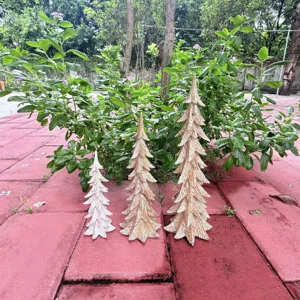 Resin Christmas tree set figurines for garden and yard holiday decorative ornaments.