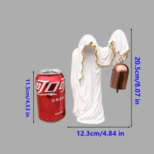 Statua in resina di fantasma senza volto gotica con campana decorazione da tavolo di Halloween