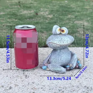 Funny resin frog figurine for indoor outdoor garden decor, cute animal statue size 12cm