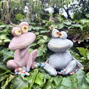Cute resin frog figurines set, funny garden ornaments for outdoor patio and indoor decor.