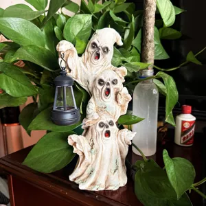 Halloween gruselige Geist Harz Figur mit Laterne fur Tisch Zuhause Garten Dekoration
