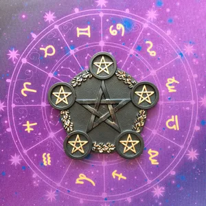 Pentagram altar plate resin star candle holder mystical divination desktop home decoration
