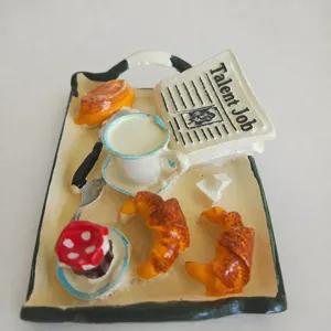 Bandeja de desayuno de resina en miniatura modelo juguete comida de casa de muñecas